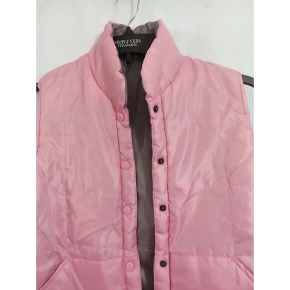 Pink‎ And Gray Womens Vest Medium Reversible snap - Picture 5 of 7